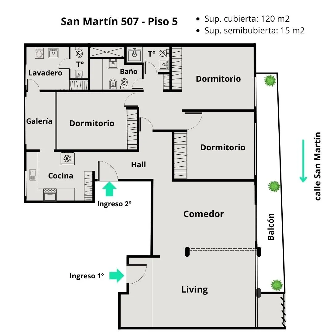 Departamento en venta de 3 dormitorios en San Martin y Urquiza - Imagen 2