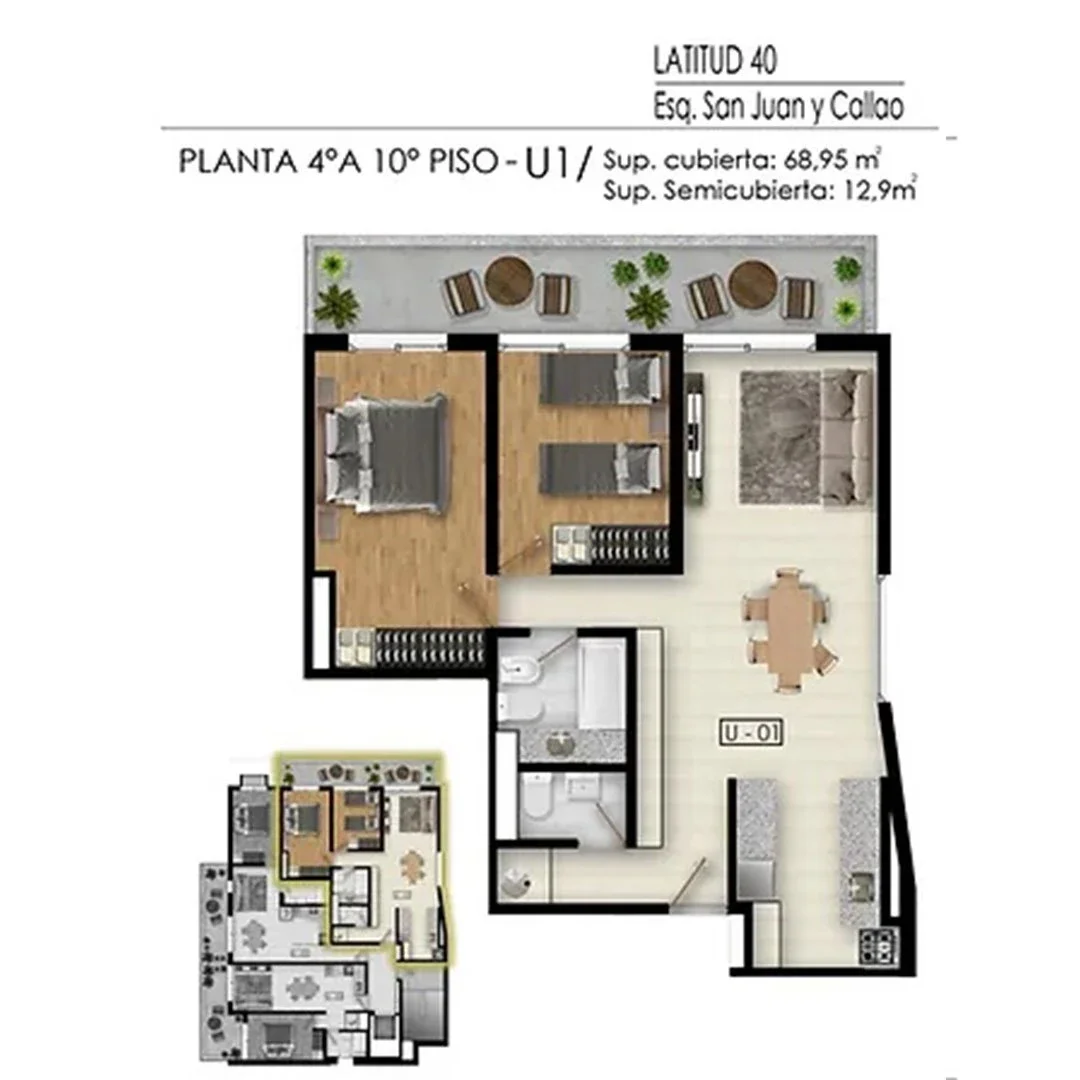 Departamento en venta de 2 dormitorio en Lourdes - Imagen 2